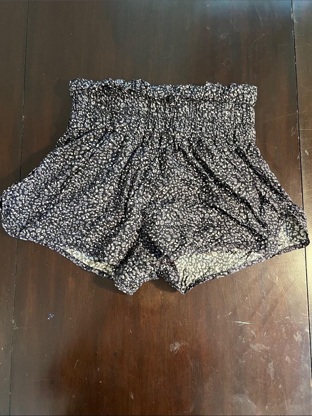 FP Movement by Free People Black Floral Smocked High-Rise Shorts